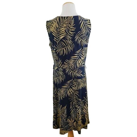 Tommy Bahama Fronds Falling Tambour Faux-Wrap Dress Women's Size Medium Green Bl - Picture 3 of 7